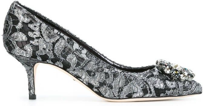 Dolce & Gabbana Rainbow Lace 60mm brooch-detail pumps Black