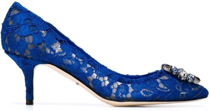 Dolce & Gabbana Rainbow Lace 60mm brooch-detail pumps Blue