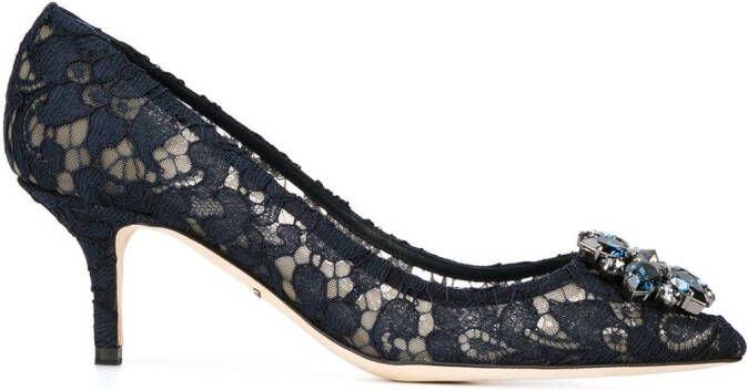 Dolce & Gabbana lace-detail 75mm heeled pumps Blue
