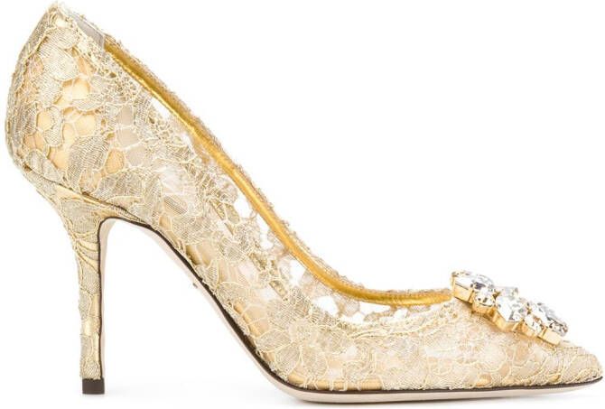 Dolce & Gabbana 90mm lace rainbow pumps Gold