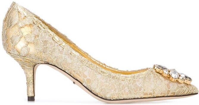 Dolce & Gabbana Rainbow Lace 60mm brooch-detail pumps Metallic