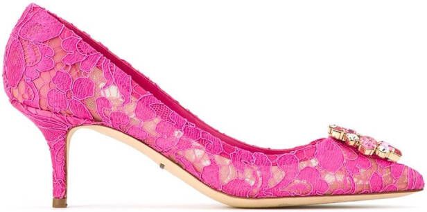 Dolce & Gabbana Taormina-lace crystal-embellished pumps Pink