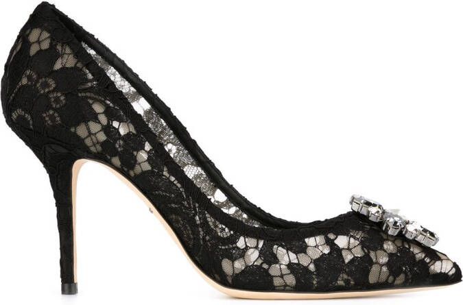Dolce & Gabbana Rainbow Lace 90mm brooch-detail pumps Black
