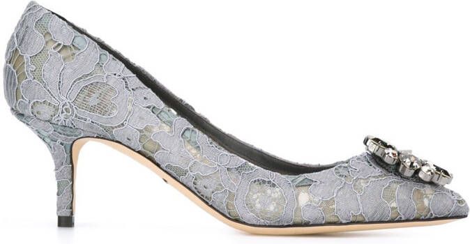 Dolce & Gabbana Taormina-lace crystal-embellished pumps Grey