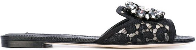 Dolce & Gabbana Rainbow Lace brooch-detail sandals Black