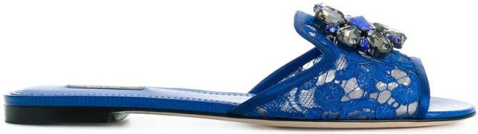 Dolce & Gabbana Rainbow Lace brooch-detail sandals Blue