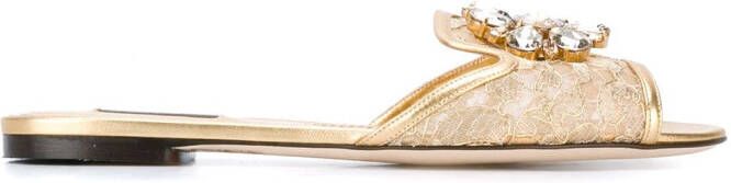 Dolce & Gabbana Rainbow Lace brooch-detail sandals Metallic