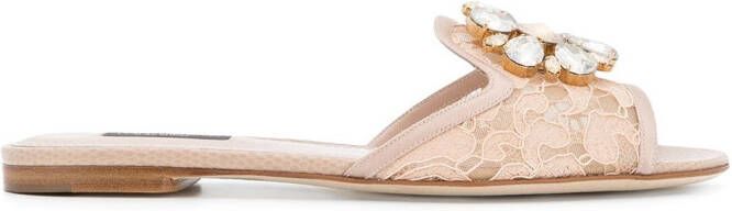 Dolce & Gabbana Rainbow Lace brooch-detail sandals Neutrals