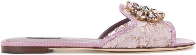 Dolce & Gabbana Rainbow Lace brooch-detail sandals Pink