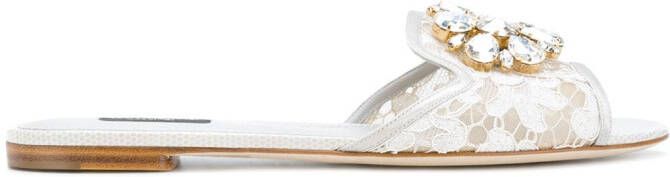 Dolce & Gabbana Rainbow Lace brooch-detail sandals Grey
