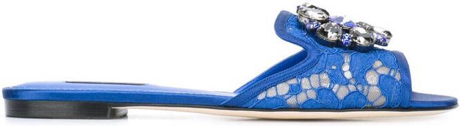 Dolce & Gabbana Rainbow Lace brooch-detail sandals Blue