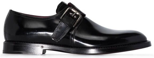 Dolce & Gabbana brushed leather monk shoes Black