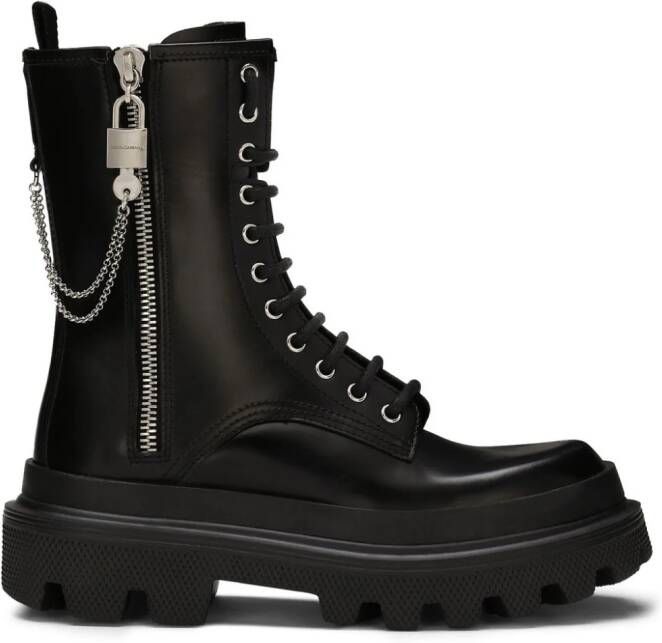 Dolce & Gabbana chain link-detailed combat boots Black