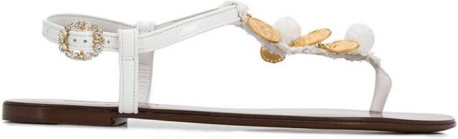 Dolce & Gabbana bead-embellished sandals White