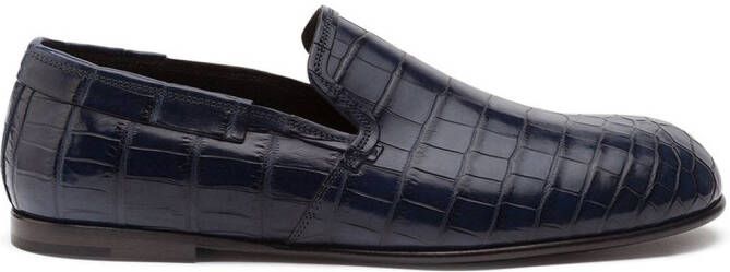 Dolce & Gabbana crocodile-embossed leather loafers Blue