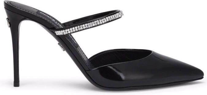 Dolce & Gabbana 90mm embellished patent leather mules Black