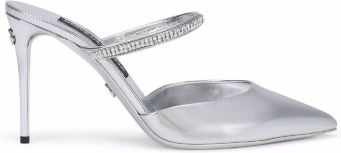 Dolce & Gabbana crystal-embellished pointed-toe mules Grey