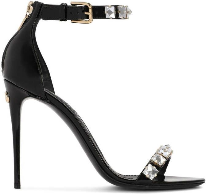 Dolce & Gabbana 105mm rhinestone-embellished leather sandals Black