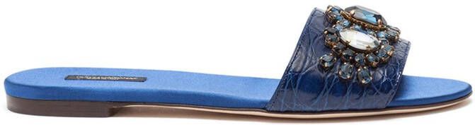 Dolce & Gabbana bejewelled leather sandals Blue