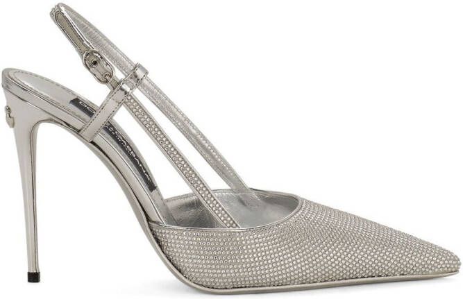 Dolce & Gabbana KIM DOLCE&GABBANA embellished satin slingback pumps Silver