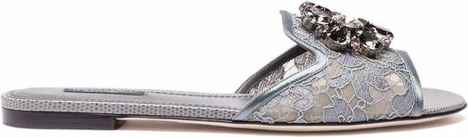 Dolce & Gabbana Rainbow Lace brooch-detail sandals Grey