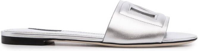 Dolce & Gabbana DG Millenials metallic leather sandals Silver