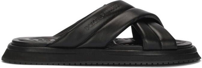 Dolce & Gabbana crossover-strap flat sandals Black