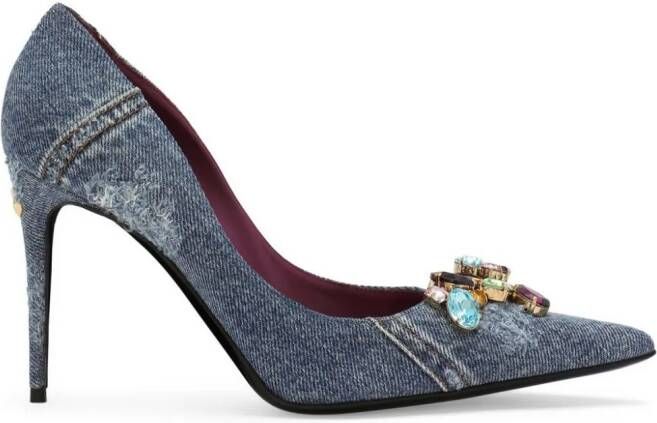 Dolce & Gabbana denim-patchwork leather pumps Blue