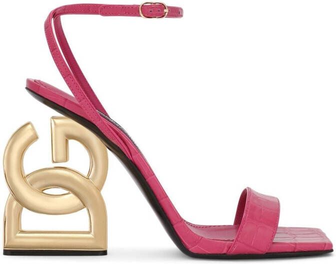 Dolce & Gabbana 3.5 105mm crocodile-embossed leather sandals Pink
