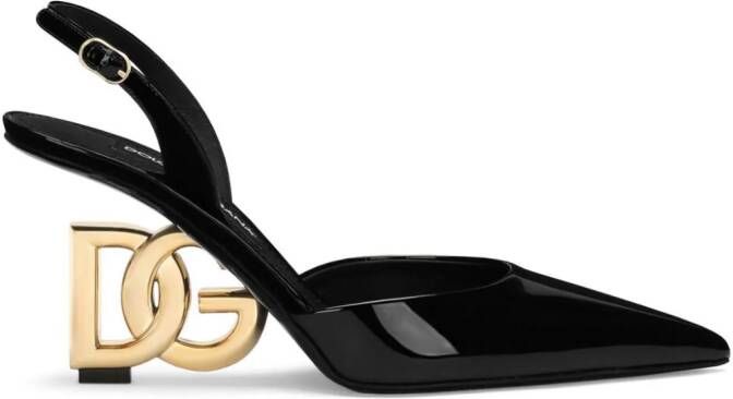 Dolce & Gabbana DG-heel leather slingback pumps Black