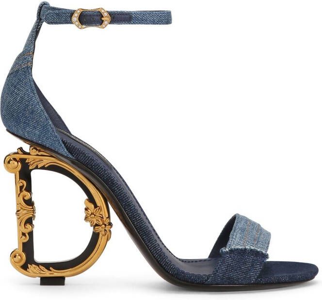 Dolce & Gabbana 105mm DG heel patchwork sandals Blue
