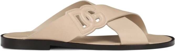 Dolce & Gabbana DG-logo leather sandals Neutrals