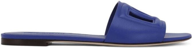 Dolce & Gabbana DG Logo leather slides Blue