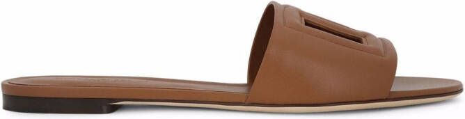 Dolce & Gabbana DG Logo leather sandals Brown