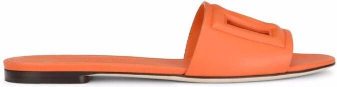 Dolce & Gabbana DG Logo leather sandals Orange