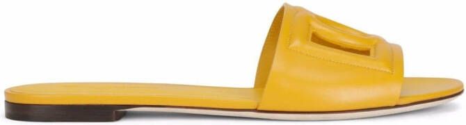 Dolce & Gabbana DG Logo leather sandals Yellow