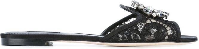 Dolce & Gabbana Rainbow Lace brooch-detail sandals Black