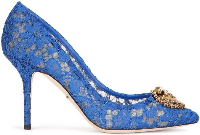 Dolce & Gabbana embellished lace pumps Blue