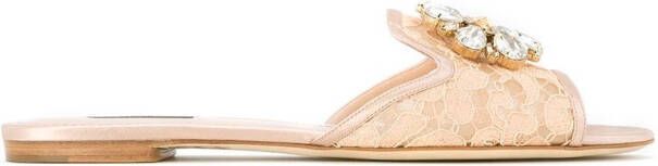 Dolce & Gabbana Rainbow Lace brooch-detail sandals Neutrals