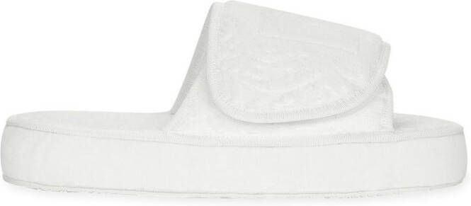 Dolce & Gabbana embossed-logo touch-strap slippers White