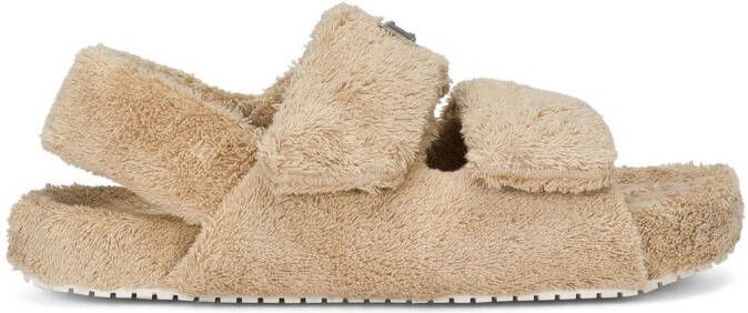 Dolce & Gabbana faux-fur sandals Neutrals