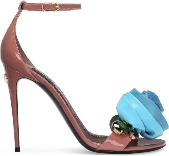 Dolce & Gabbana 105mm Keira floral-appliqué sandals Pink