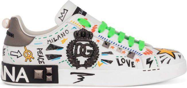 Dolce & Gabbana Portofino studded leather sneakers White