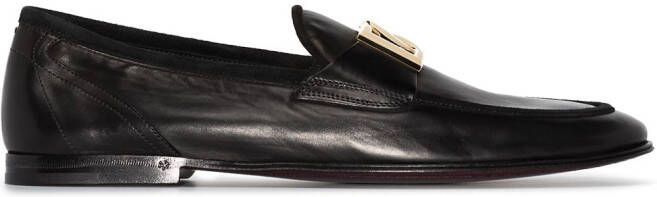 Dolce & Gabbana Interlocking DG-plaque leather loafers Black