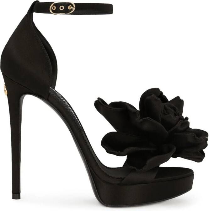 Dolce & Gabbana 105mm Keira floral-appliqué sandals Black