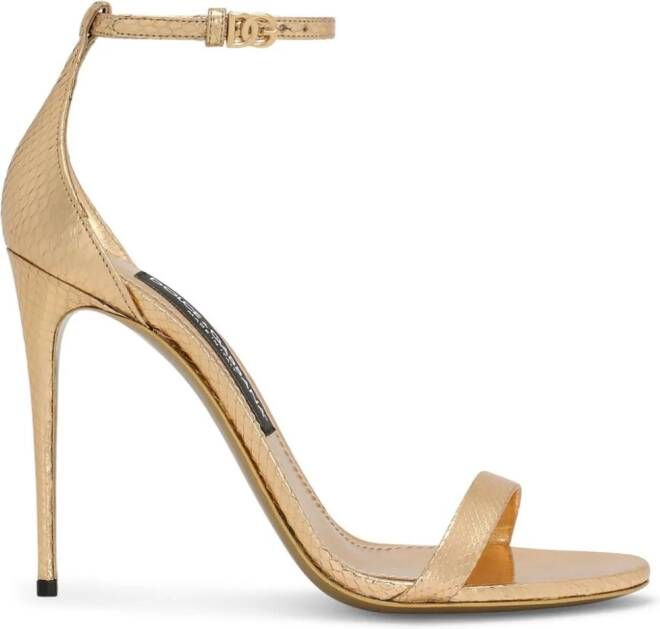 Dolce & Gabbana 105mm Keira leather sandals Gold
