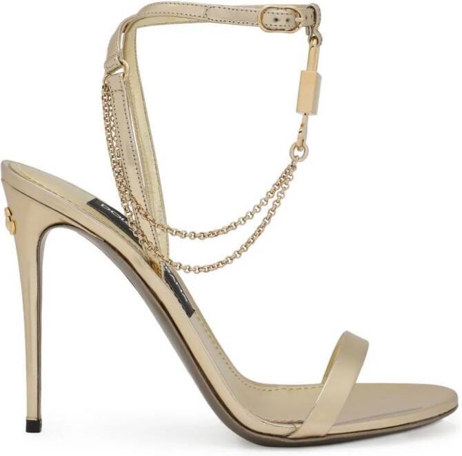 Dolce & Gabbana Keira 105mm padlock-detail sandals Gold