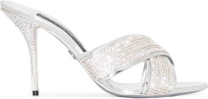 Dolce & Gabbana 85mm crystal-embellished sandals Silver