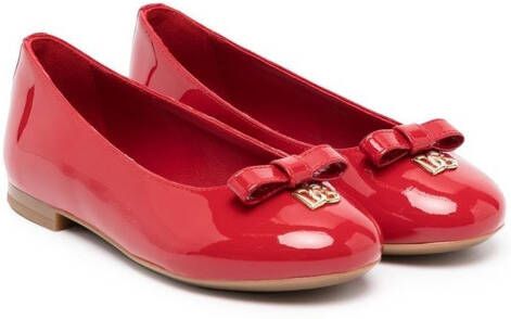 Dolce & Gabbana Kids bow-detail ballerina shoes Red
