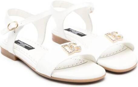 Dolce & Gabbana Kids crystal-embellished logo sandals White